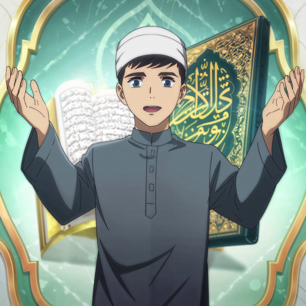 Hands raised in duâa with a glowing Qurâan in the background, surrounded by soft teal and gold colors, representing mercy, remembrance, and the journey of learning Qurâan.