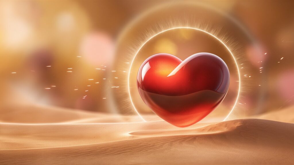 Illustration of a glowing red heart